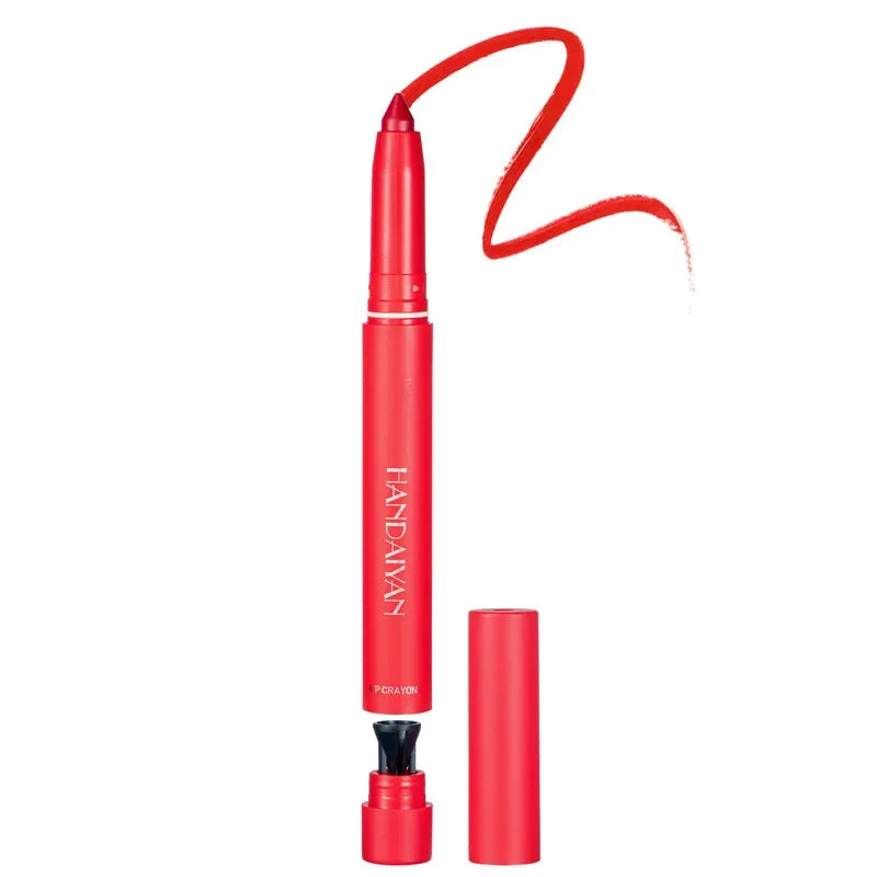 12-Color Pink Velvet Matte Lip Liner Pencil Set - Waterproof Plumping Crayon