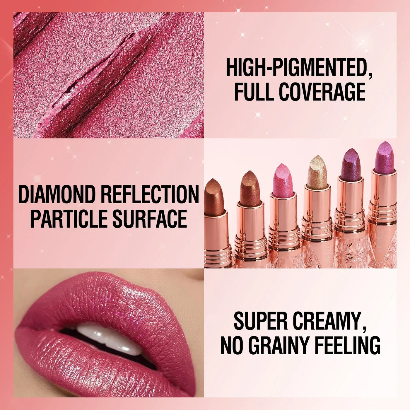 XMSJ Quicksand Gold Fine Glitter Lipstick - Moisturizing Silky Mermaid Shades