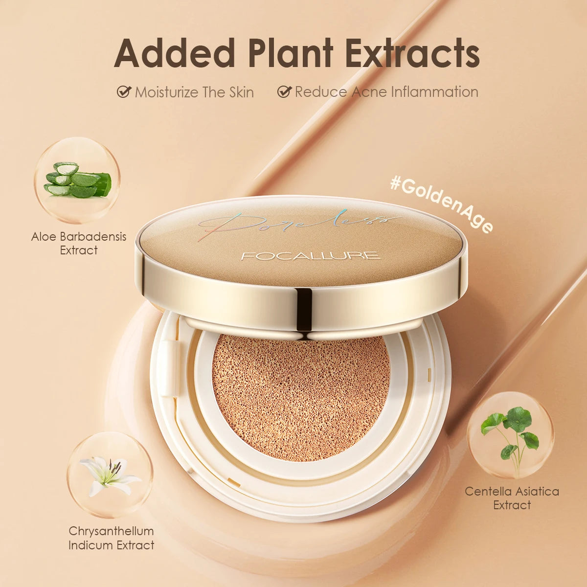 FOCALLURE Air Cushion Foundation - Waterproof Matte, Poreless Full Coverage