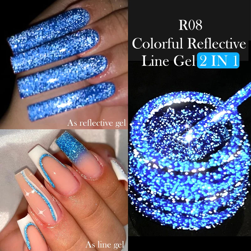 LILYCUTE 5ml Reflective Glitter Liner Gel - Champagne Sparkling Lines for French Nail Art