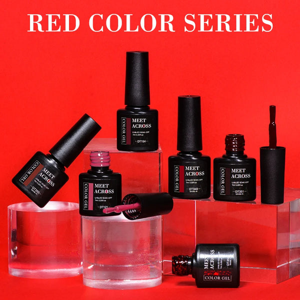 MEET ACROSS 7ml Wine Red Gel Polish - Long-Lasting French Style Nail Art Varnish