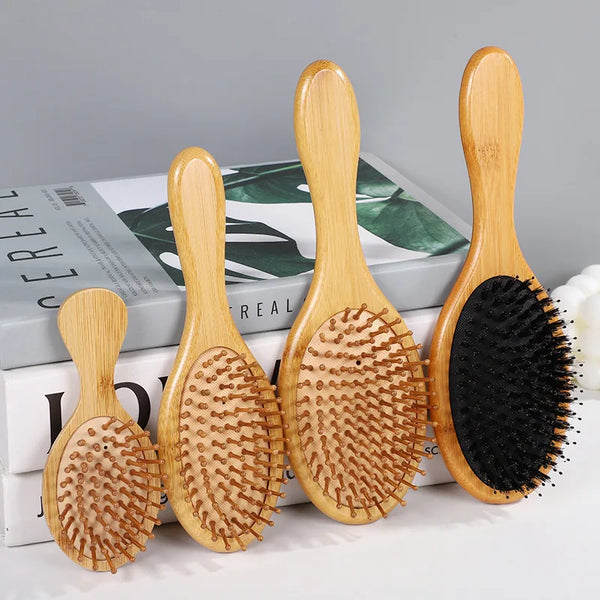 Sdottor Bamboo Airbag Hair Brush - Anti-Static Scalp Massage Comb for Hair Loss Reduction
