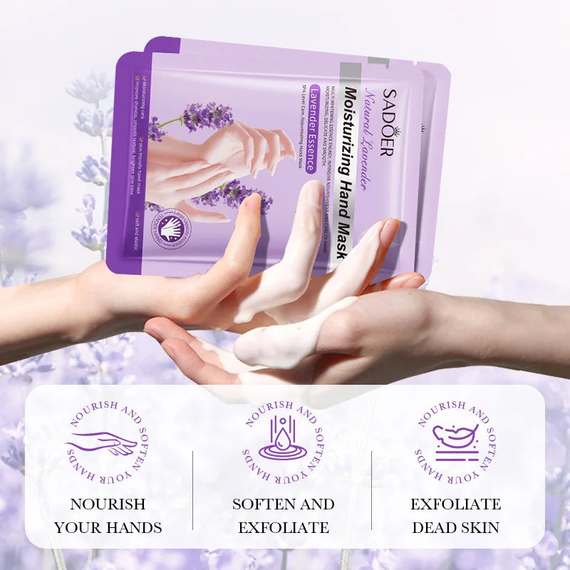5-Pack Lavender Spa Hand Mask Gloves - Exfoliating, Whitening & Moisturizing