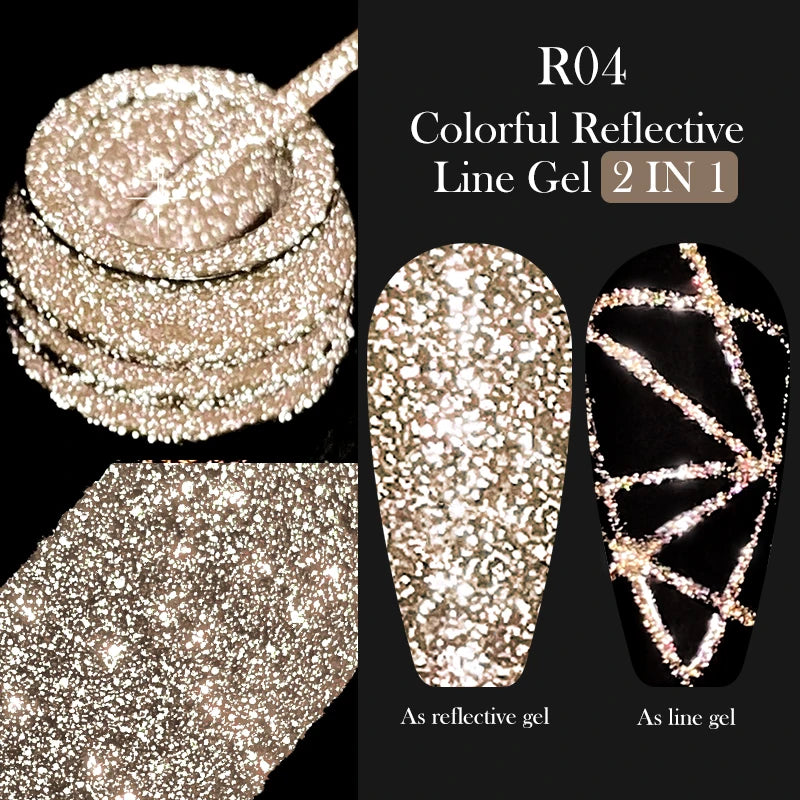 LILYCUTE 5ml Metallic Gold & Silver Mirror Liner Gel - Super Bright French Nail Art