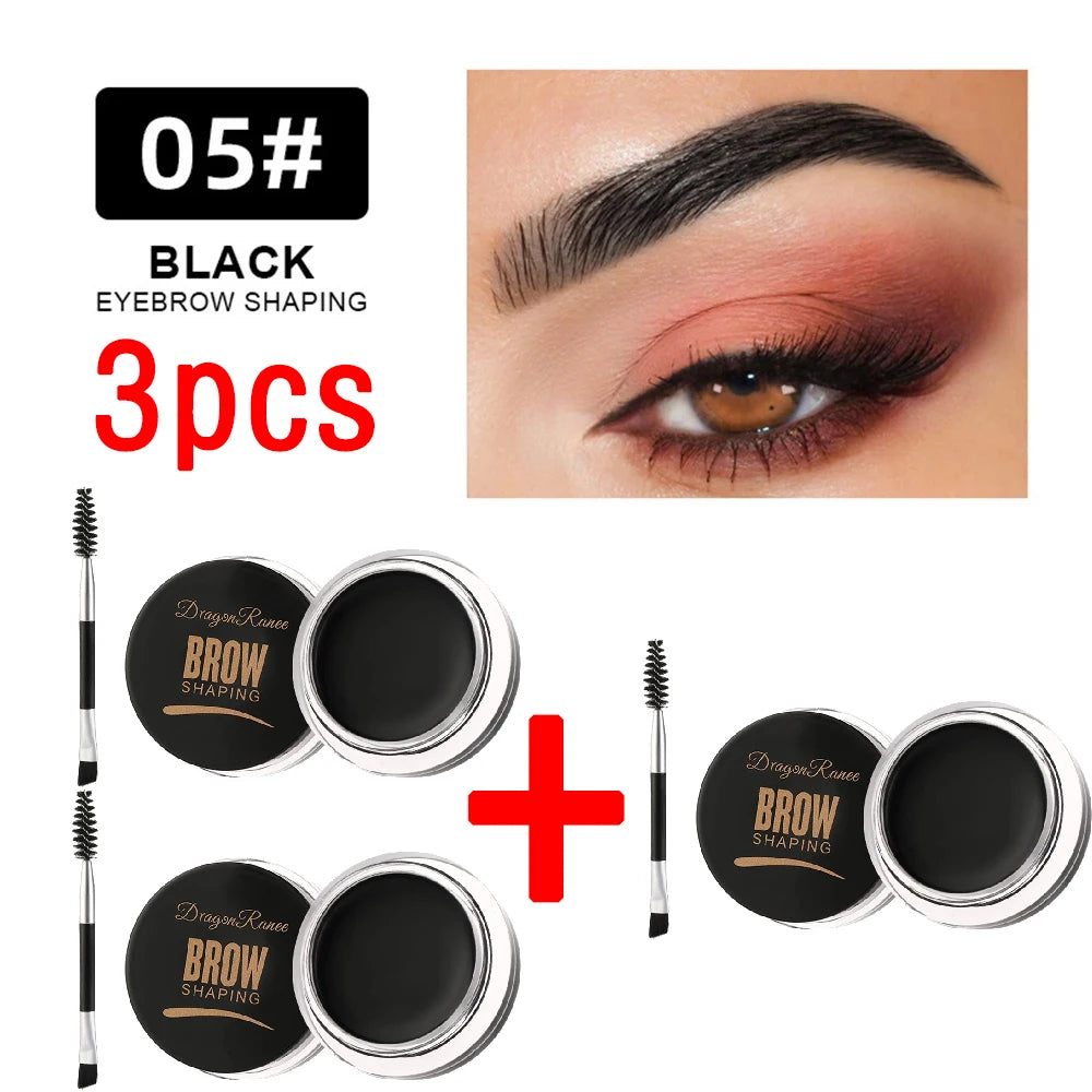 3D Wild Eyebrow Cream Gel Wax - Matte Brown & Black Natural Tint Enhancer Set