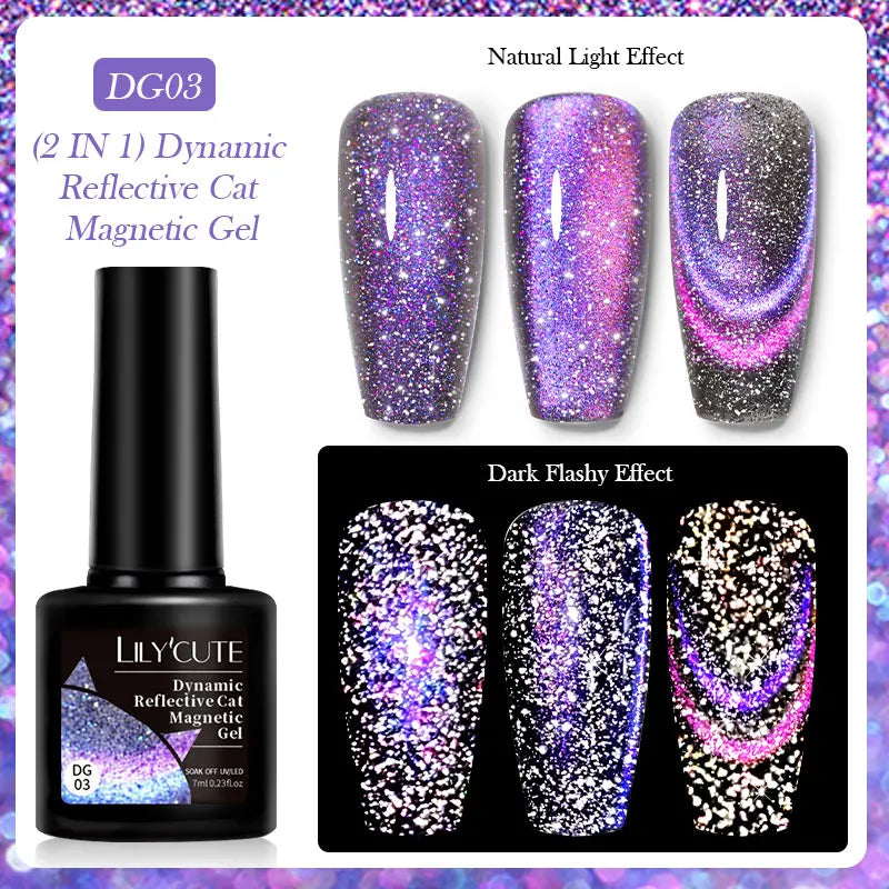 LILYCUTE 9D Cat Eye Magnetic Gel Polish 7ml - Iridescent UV/LED Soak-Off Nail Art