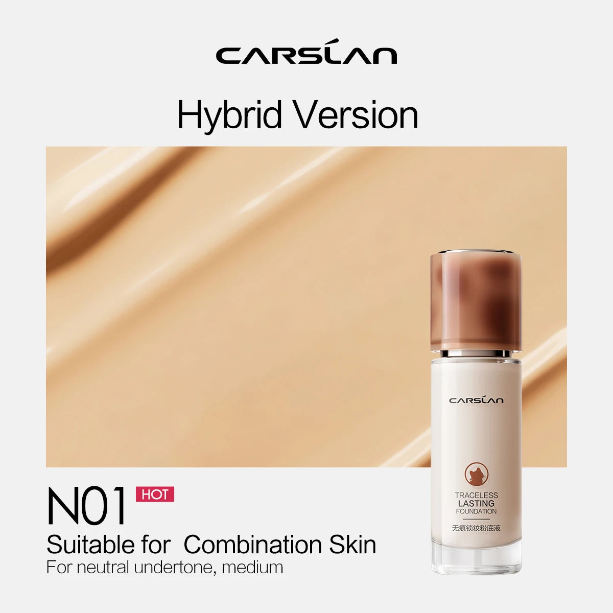 CARSLAN Moisture Matte Liquid Foundation - Full Coverage, Whitening & Oil Control