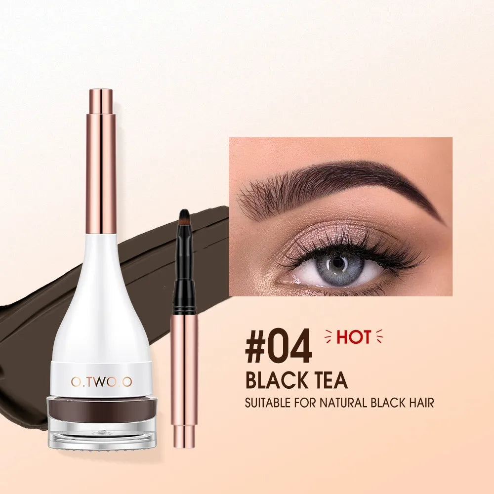 O.TWO.O Eyebrow Pomade Brow Gel - Natural Waterproof Sculpted Tint with Brush