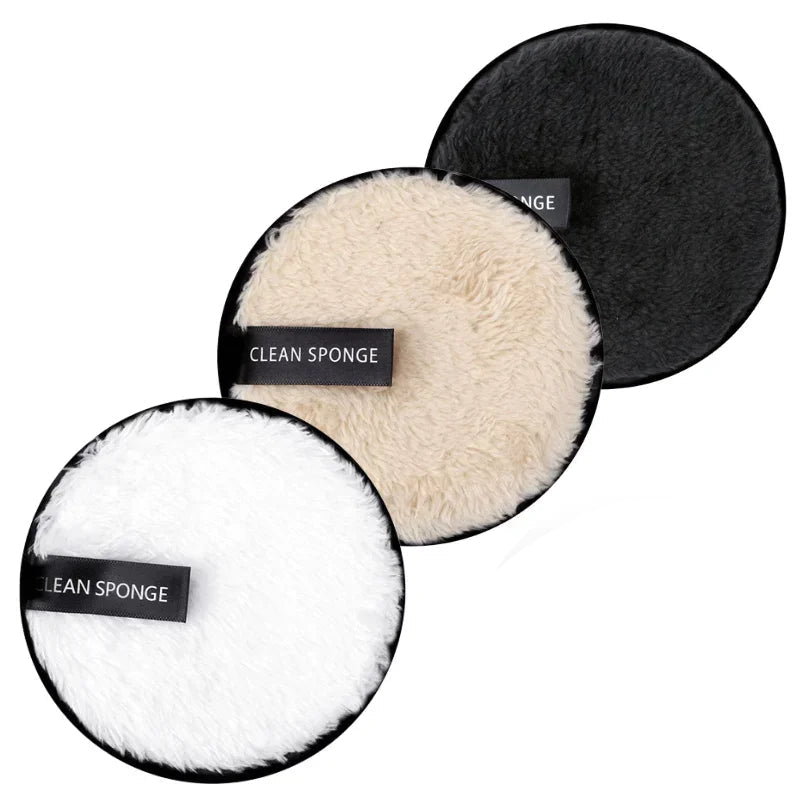 3-Piece Reusable Microfiber Makeup Remover Pads - Washable Cotton Cleansing Sponges