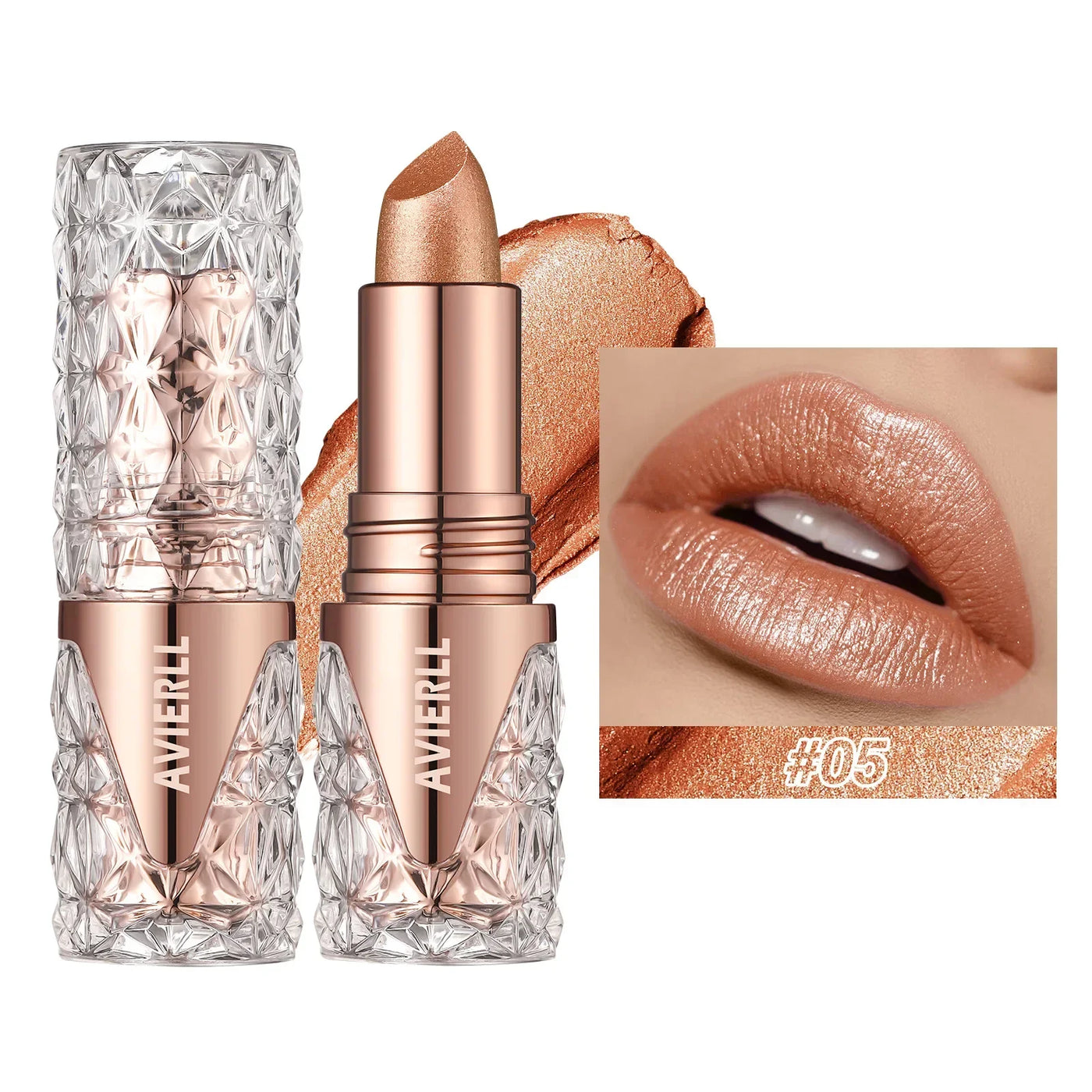 XMSJ Quicksand Gold Fine Glitter Lipstick - Moisturizing Silky Mermaid Shades