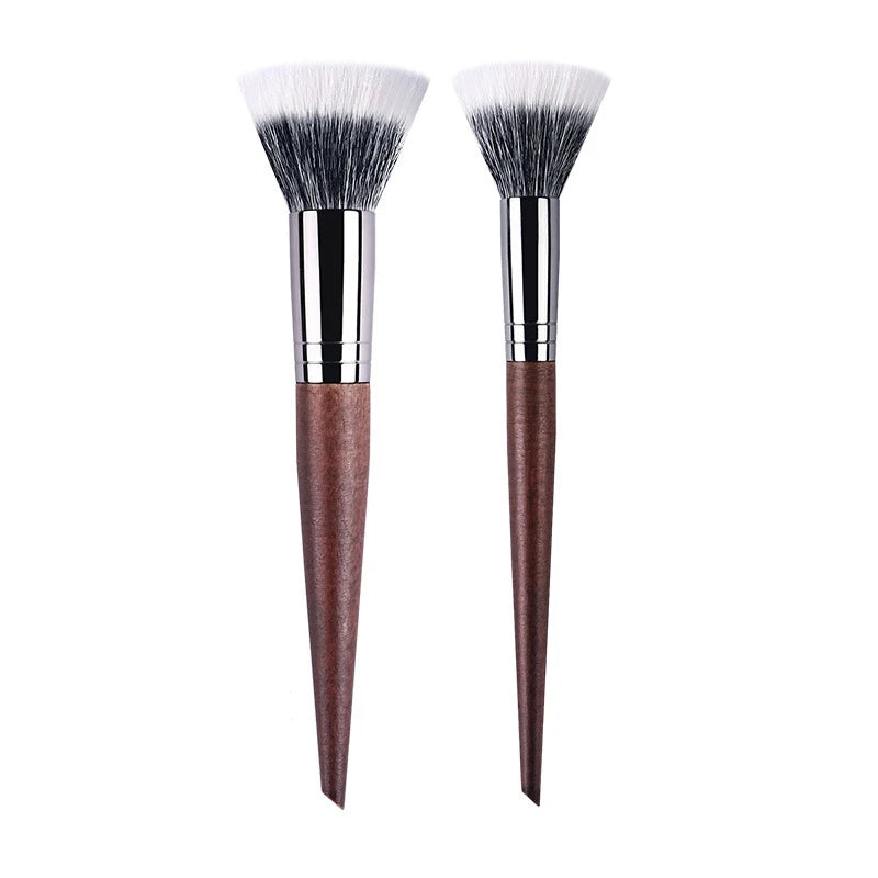 Natural Wood & Goat Hair Stippling Blush Brush - Professional Powder Contour Multi-Function