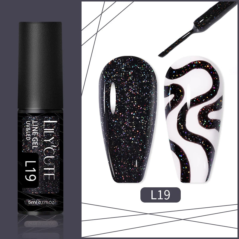 LILYCUTE 5ml Reflective Glitter Liner Gel - Champagne Sparkling Lines for French Nail Art