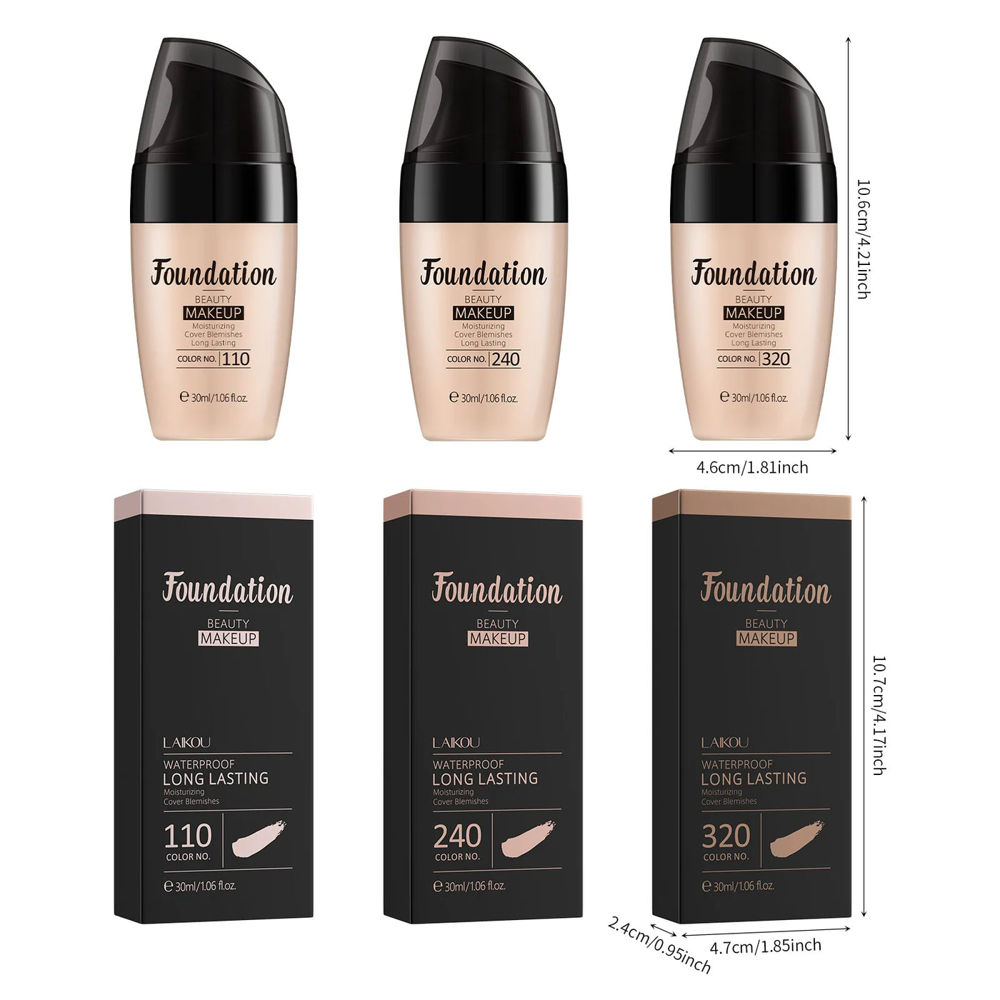 LAIKOU 30ml Hydrating Liquid Foundation - Full Coverage Creamy Natural Finish