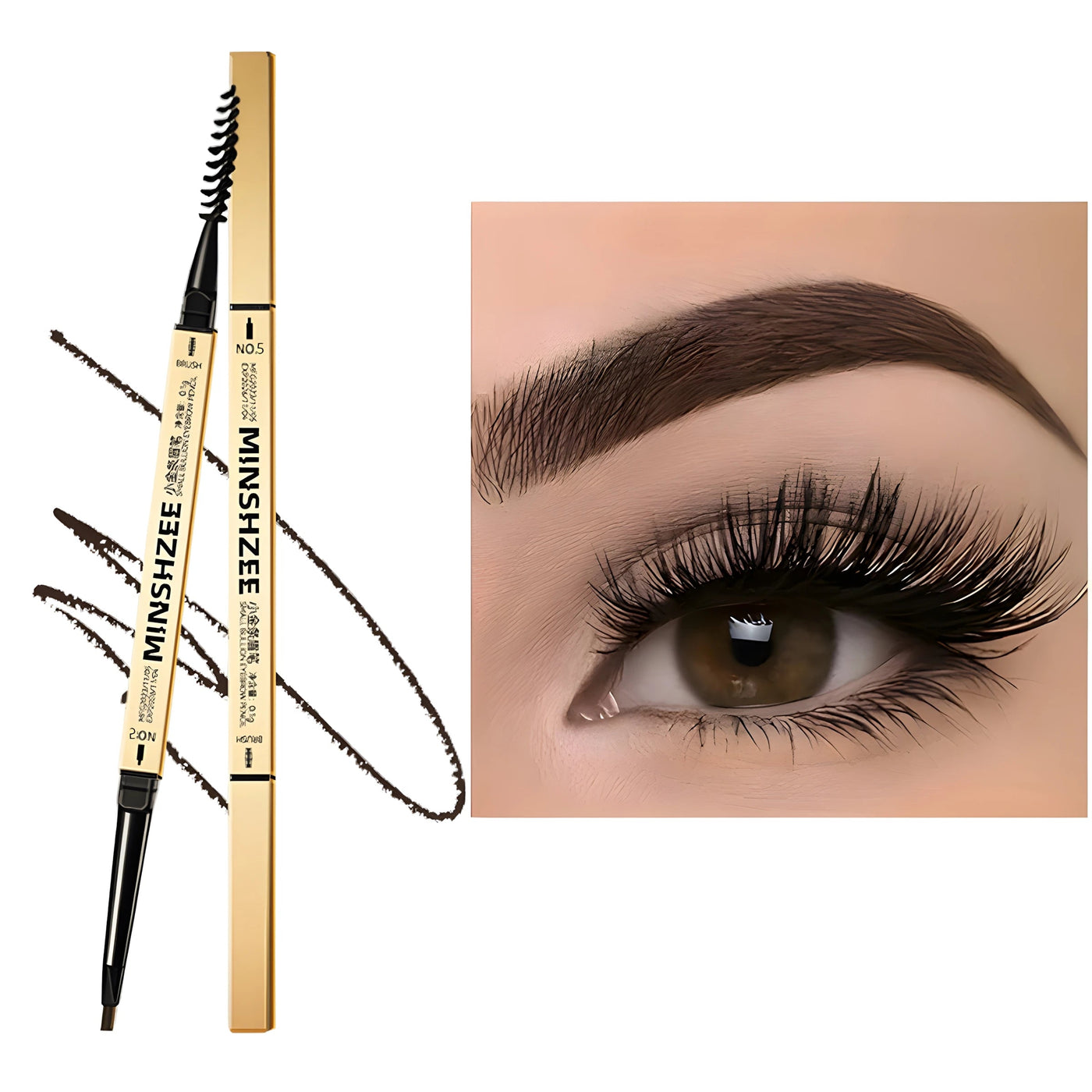 MINSHZEE Double-Head Waterproof Matte Eyebrow Pen - Non-Smudge Tint with Brush