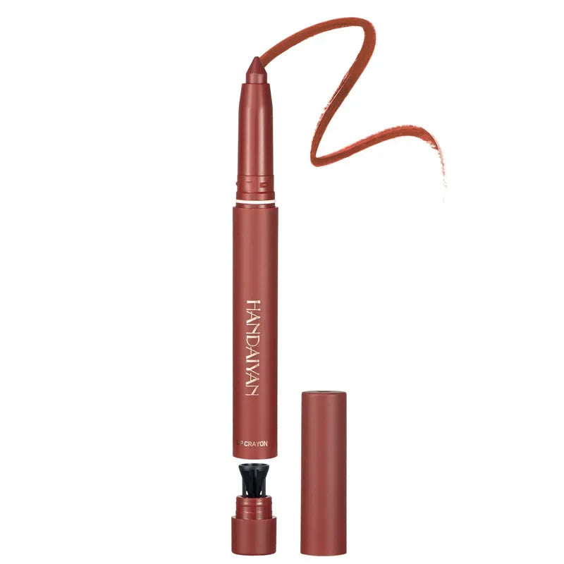 12-Color Pink Velvet Matte Lip Liner Pencil Set - Waterproof Plumping Crayon