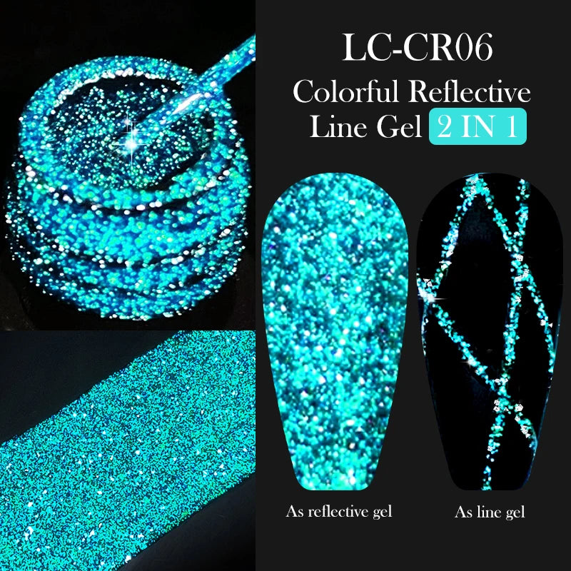 LILYCUTE 5ml Metallic Gold & Silver Mirror Liner Gel - Super Bright French Nail Art