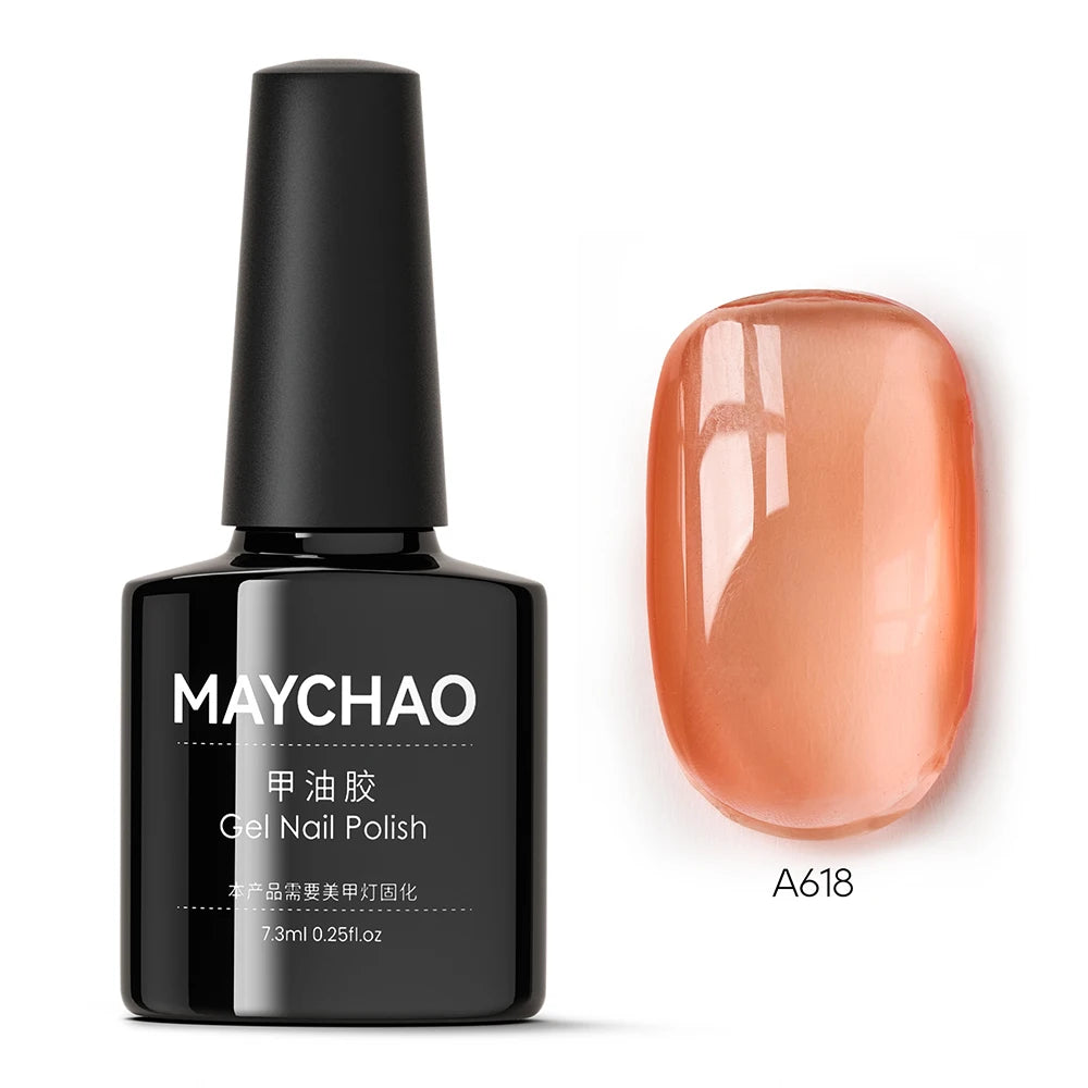 MAYCHAO 7.3ml Transparent Jelly Nude Gel Nail Polish - CPNP Certified UV/LED Soak-Off