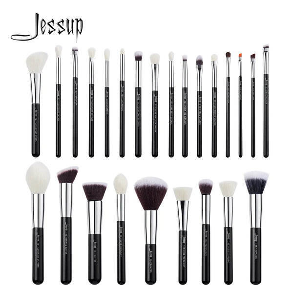Jessup T175 25-Piece Pro Makeup Brush Set - Goat & Synthetic Hair, Foundation to Eyeshadow