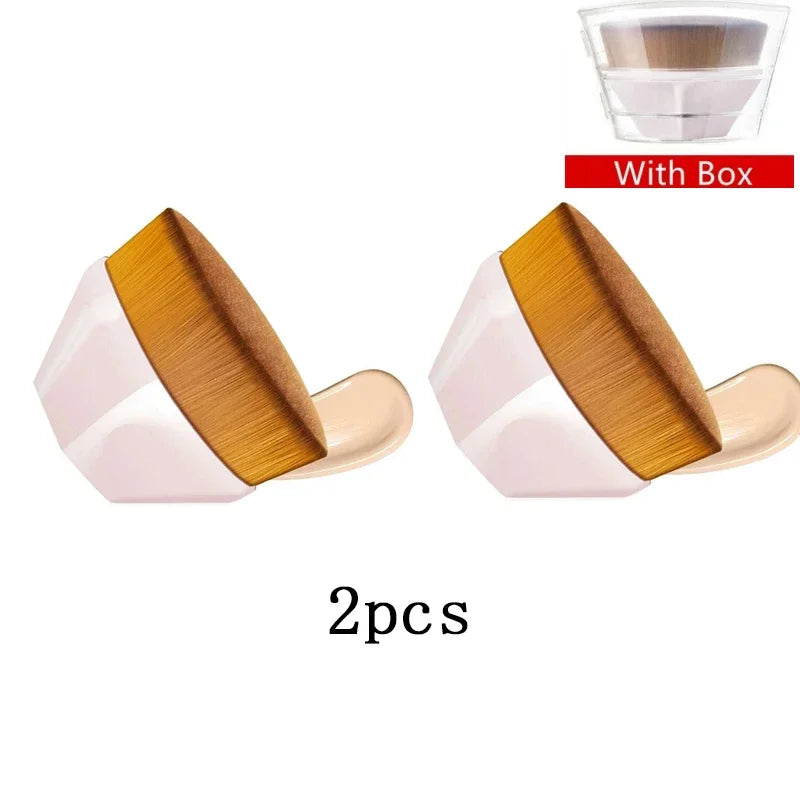 Professional Powder & Blusher Foundation Brush - Soft Wool Fiber, Available in 1-4 Pack