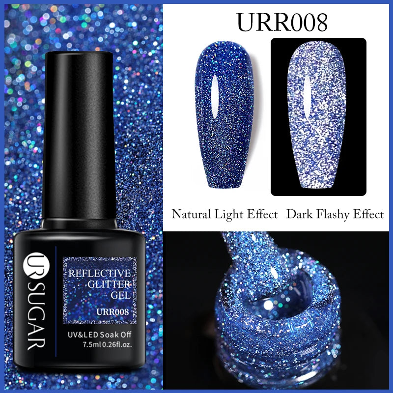 UR SUGAR 7.5ml Reflective Glitter Gel Polish - Pink Sequins UV Soak-Off Semi-Permanent