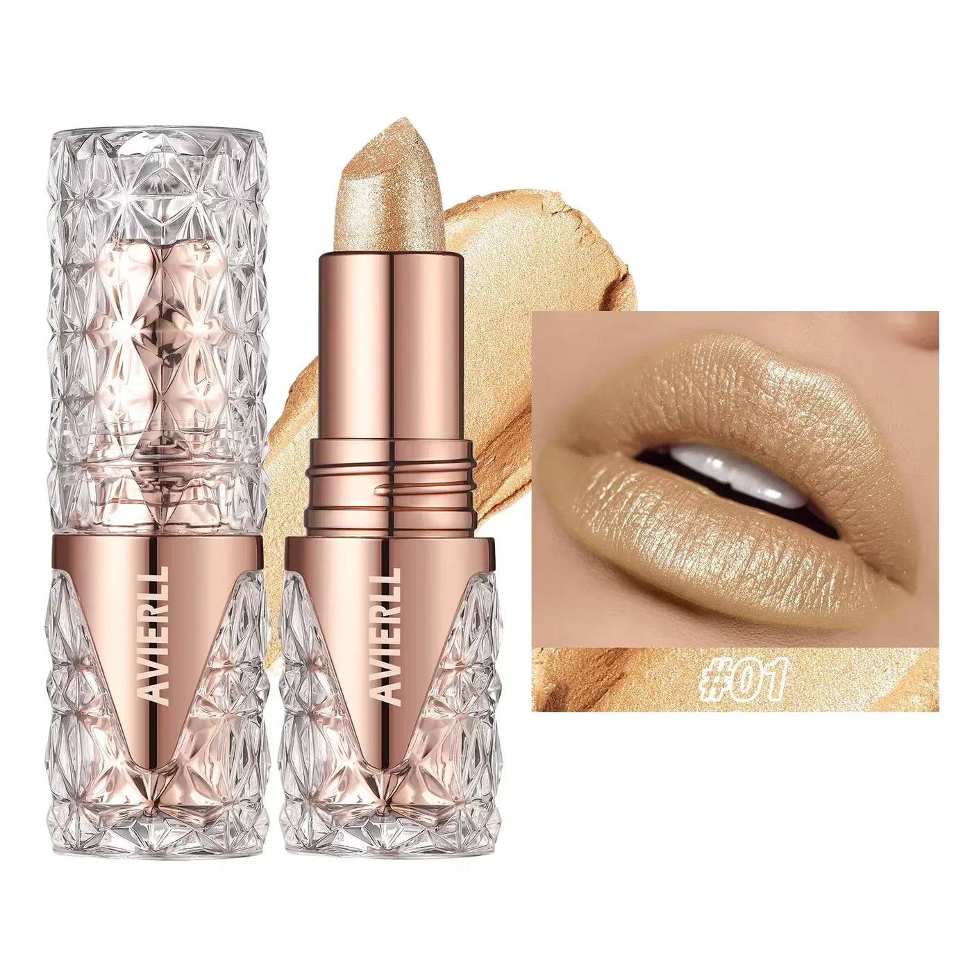 XMSJ Quicksand Gold Fine Glitter Lipstick - Moisturizing Silky Mermaid Shades