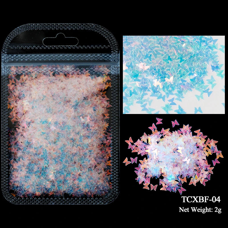 2g Holographic Nail Art Glitter Sequins - Laser Star Butterfly AB Paillette DIY Decorations