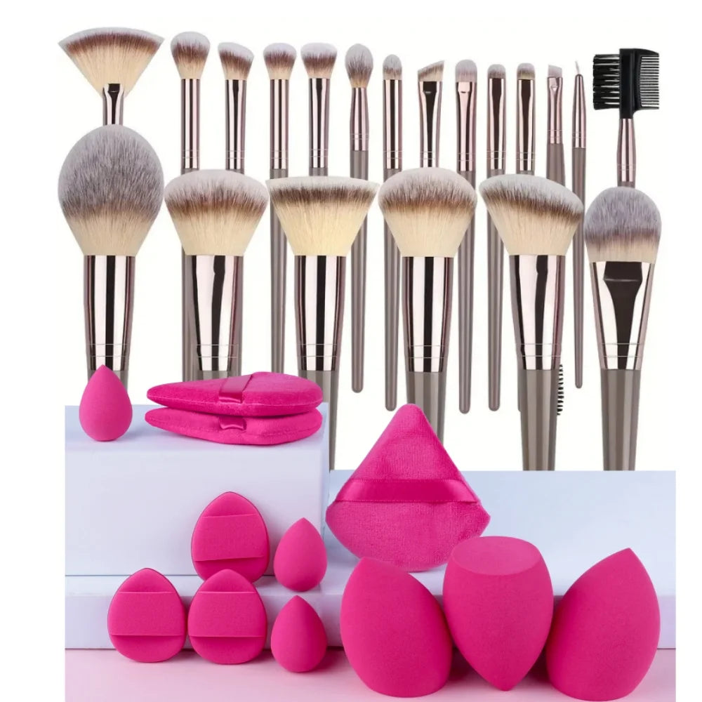 Professional 3-20 Piece Makeup Brush Set - Fluffy Foundation, Eyeshadow & Kabuki