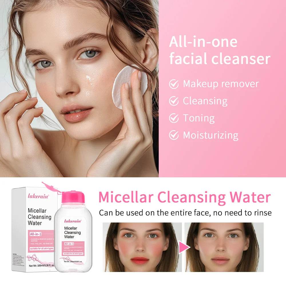 Micellar Water Hydrating Facial Cleanser 100ml - Deep Makeup Remover & Refreshing Cleanse