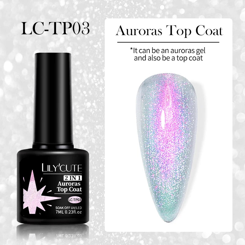 LILYCUTE 7ml No-Wipe Top Coat & UV Base Gel - Semi-Permanent Soak-Off Nail Manicure