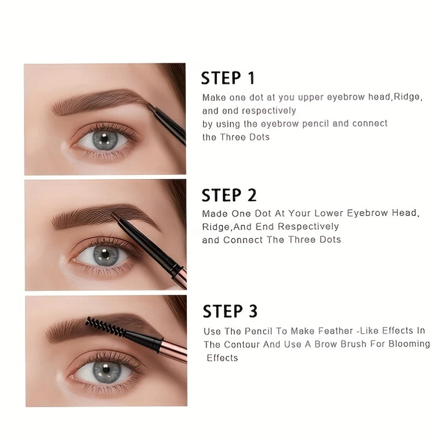 MINSHZEE Double-Head Waterproof Matte Eyebrow Pen - Non-Smudge Tint with Brush