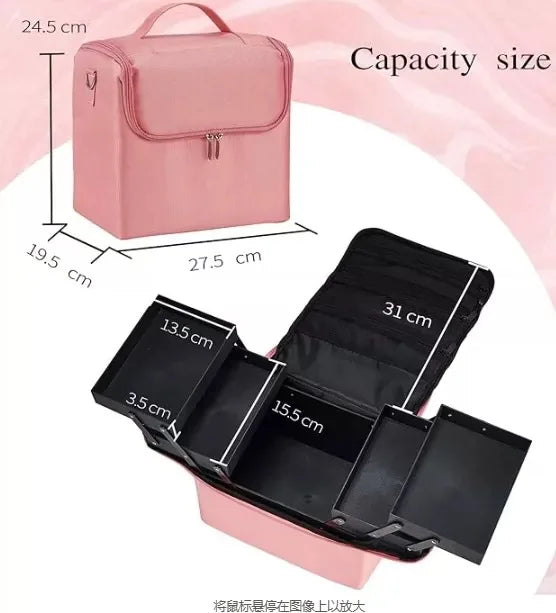 Multi-Layer Waterproof Nail Art Tool Box - Portable Multi-Functional Cosmetic Storage Handbag