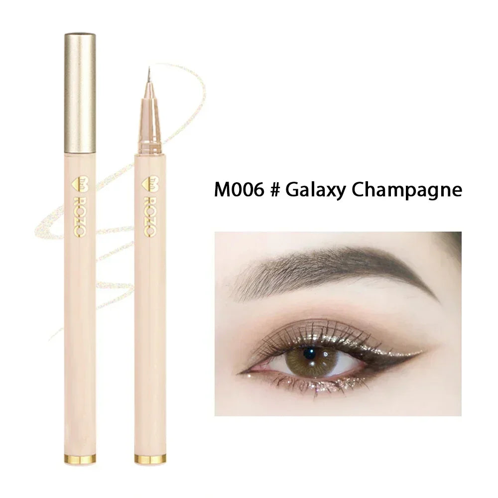 7-Color Glitter & Matte Eyeliner Pencil Set - Diamond, Champagne Gold & Lying Silkworm