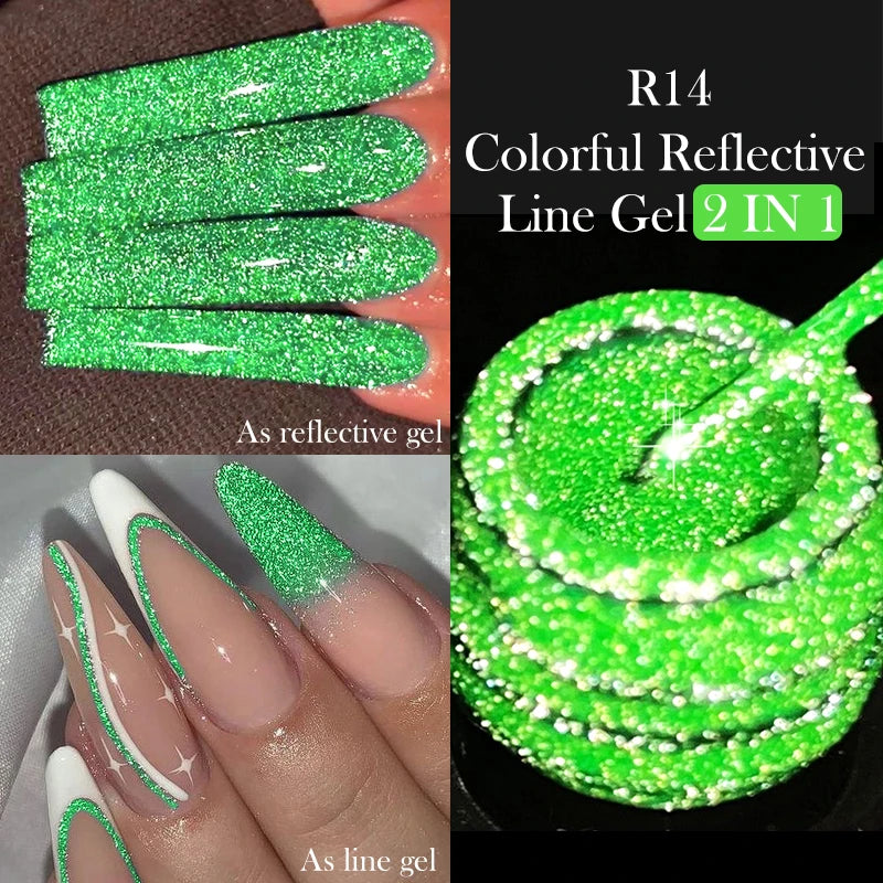 LILYCUTE 5ml Reflective Glitter Liner Gel - Champagne Sparkling Lines for French Nail Art