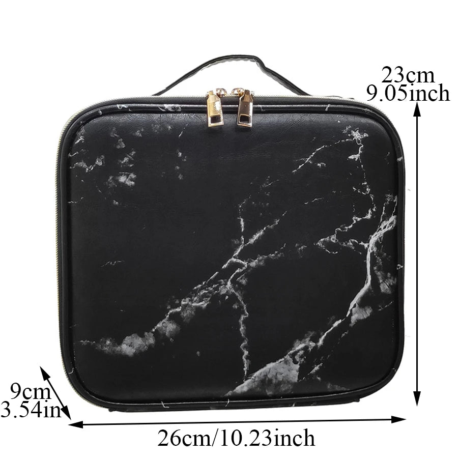 Marble Waterproof PU Cosmetic Storage Bag - Professional Makeup Handbag & Travel Organizer