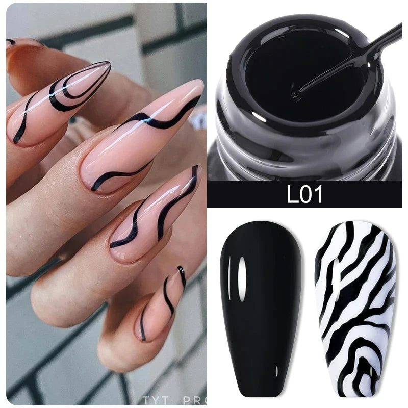 LILYCUTE 5ml Metallic Gold & Silver Mirror Liner Gel - Super Bright French Nail Art