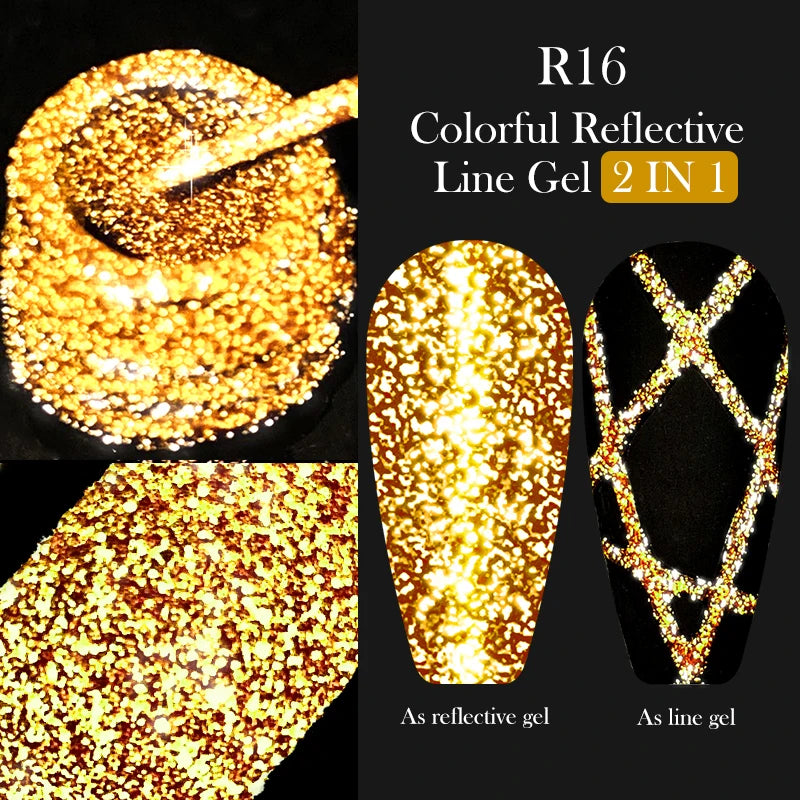 LILYCUTE 5ml Metallic Gold & Silver Mirror Liner Gel - Super Bright French Nail Art