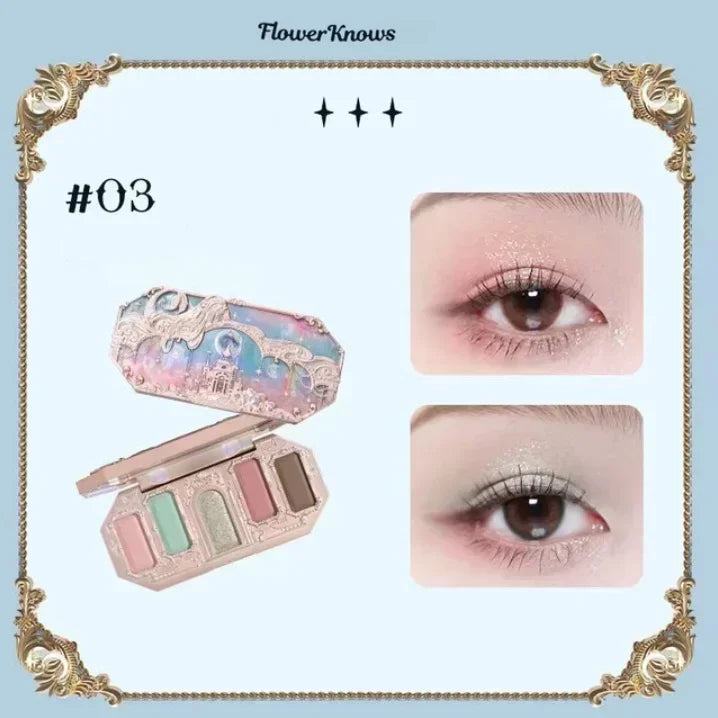 Flower Knows Moonlight Mermaid 8-Color Eyeshadow Palette - Matte, Shimmer & Glitter