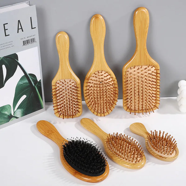 Sdottor Bamboo Airbag Hair Brush - Anti-Static Scalp Massage Comb for Hair Loss Reduction