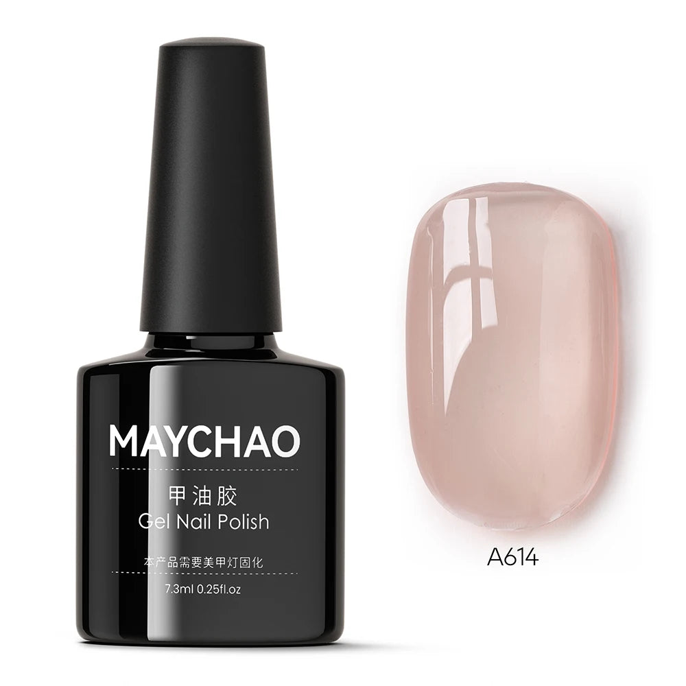 MAYCHAO 7.3ml Transparent Jelly Nude Gel Nail Polish - CPNP Certified UV/LED Soak-Off